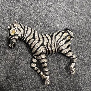 Vintage Black and Silver Zebra Brooch